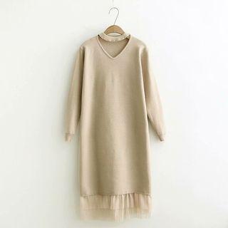 Mock Two-piece Midi Sweater Dress