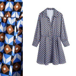 Long Sleeve Geometric Print Dress
