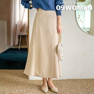 Plus Size Seam-trim Maxi Flare Skirt