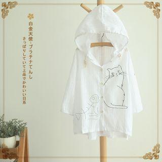 Cat Print Light Jacket / T-shirt