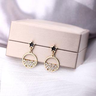 Alloy Star Rhinestone Dangle Earring 1 Pair - A216 - Alloy Star Rhinestone Dangle Earring - One Size