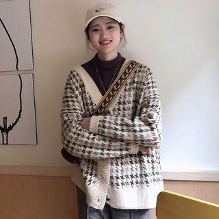 Houndstooth Cardigan White - One Size