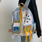 Color Block Canvas Backpack As Shown In Figure - One Size