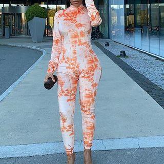 Long-sleeve Tie Dye Jumpsuit