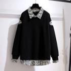 Zebra Print Panel Mock Two Piece Sweatshirt
