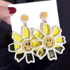 Smiley Acrylic Flower Dangle Earring 1 Pair - Yellow - One Size