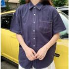 Stitched Short-sleeve Shirt / Midi Skirt