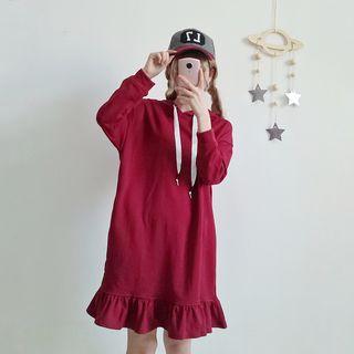 Frilled Hem Hoodie Dress