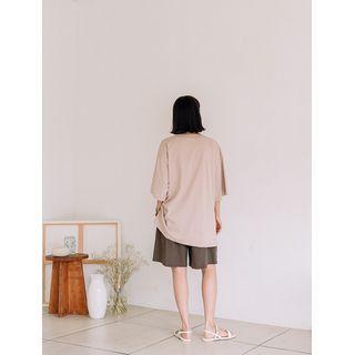 Flap Linen-blend Wide Shorts