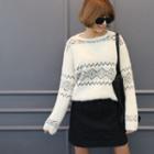 Round-neck Patterned Wool Blend Sweater