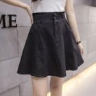 High-waist Plain Denim A-line Skirt