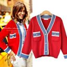 Contrast Trim Basic Cardigan