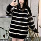 Oversized Striped Sweater Black - One Size