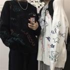 Long Sleeve Cartoon Print Knit Top