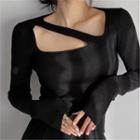 Square Neck Cutout Long Sleeve Knit Top