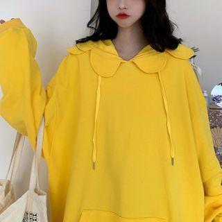 Loose Fit Long-sleeve Plain Hoodie