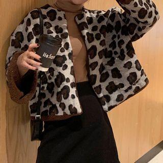 Two-way Leopard Fleece Coat Leopard - One Size
