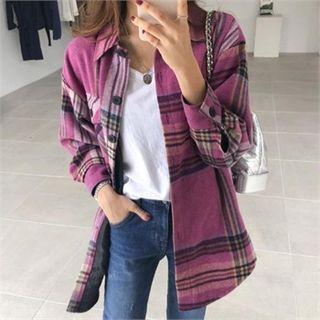 Flap-pocket Lined Plaid Shirt