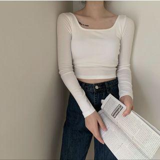 Long-sleeve Padded Crop Top