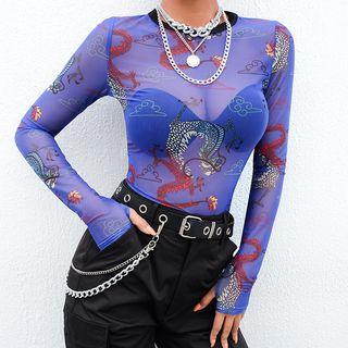 Long-sleeve Crop Mesh Top (various Designs)