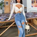 Open Back Cropped Sweater