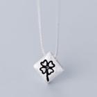 925 Sterling Silver Clover Engraved Necklace Silver - One Size