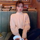 Long-sleeve Mock-neck Blouse As Shown In Figure - One Size