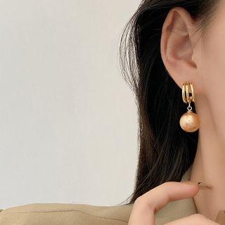 Faux Pearl Alloy Dangle Earring E4422 - 1 Pair - 925 Silver - Gold - One Size