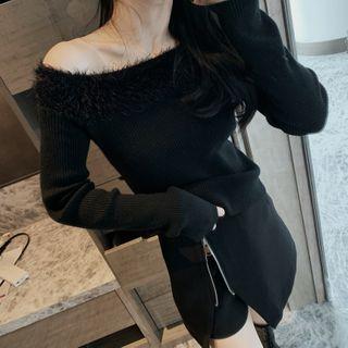 Furry Knit Top Black - One Size