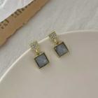 Square Rhinestone Alloy Dangle Earring 1 Pair - 01 - Gold - One Size