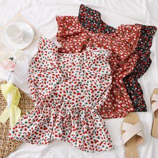 Cherry-print Drawstring Sleeveless Top