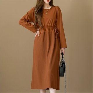 Drawcord-waist Ribbed Long Dress