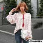 Plus Size Tassel-detail Patterned Top