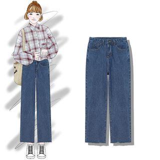 Fray-hem Cropped Wide-leg Jeans