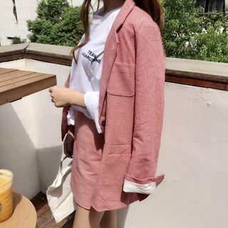 Set: Houndstooth Blazer + A-line Skirt