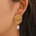 Irregular Alloy Faux Pearl Dangle Earring 2580-1 - Gold - One Size