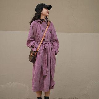 Corduroy Double-breasted Midi Coat