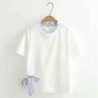 Short-sleeve Ruffle Trim T-shirt White - One Size