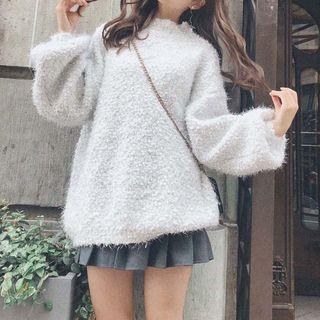 Mock-neck Sweater Silver White - One Size