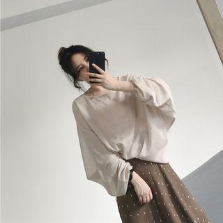 Plain Knit Long Sleeve Top Almond - One Size