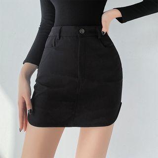 Round-hem Mini Pencil Skirt