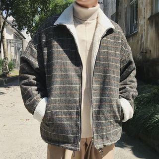 Fleece-lined Plaid Zip Jacket