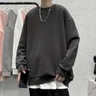 Long-sleeve Crewneck Plain Sweatshirt