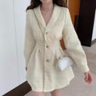 Tweed Single-breasted Mini A-line Coat Dress