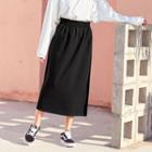 Elastic Waist Midi Skirt 19010 - Black - One Size