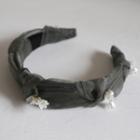 Faux Pearl Floral Headband Gray - One Size