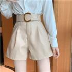 Set: Wide Leg Faux Leather Shorts + Belt