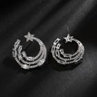 Rhinestone Moon & Star Open Hoop Earring As Shown In Figure - One Size