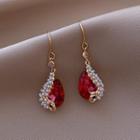 Faux Pearl Faux Crystal Drop Dangle Earring 1 Pair - Earring - Red & Gold - One Size