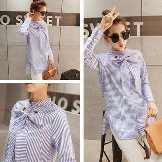 Striped Bow Accent Shirt